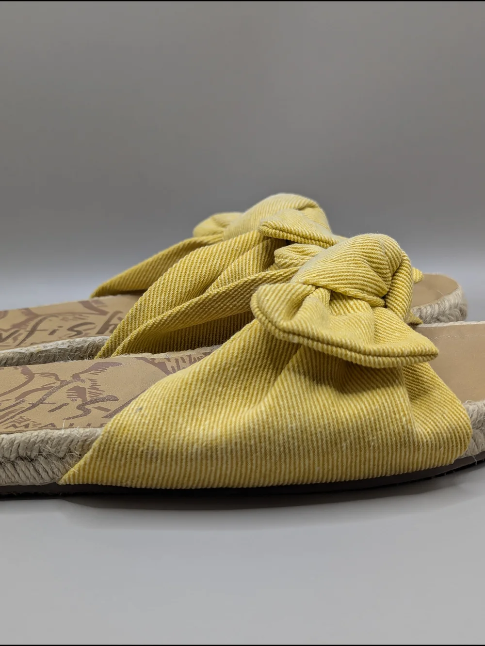 Blowfish Malibu Gihna Yellow Twill Bow Knot Espadrille Slide Sandals for Women
